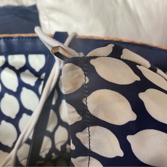Kate Spade Tan and Blue Straw Tote Bag - Picture 7 of 8